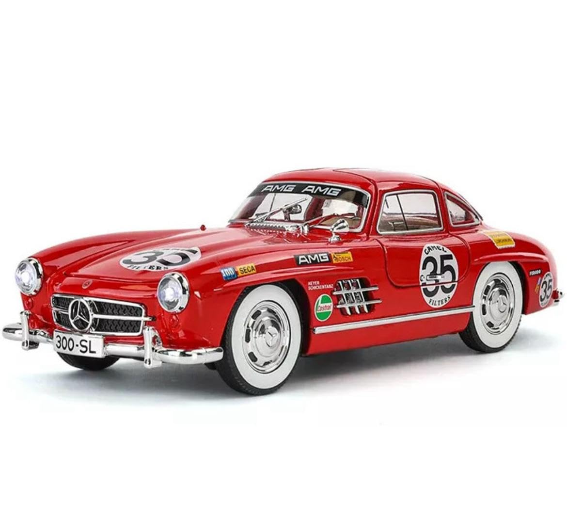 Mercedess-Benz AMG 300SL Diecast Model Car, 1:24 Scale, Racing Edition #35, Red