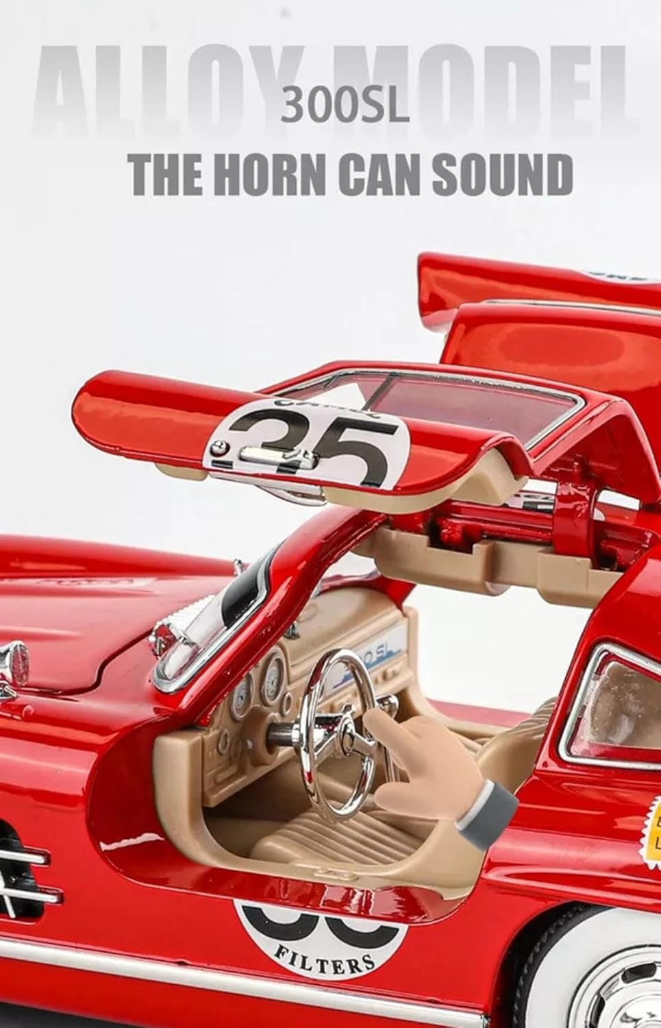 Mercedess-Benz AMG 300SL Diecast Model Car, 1:24 Scale, Racing Edition #35, Red